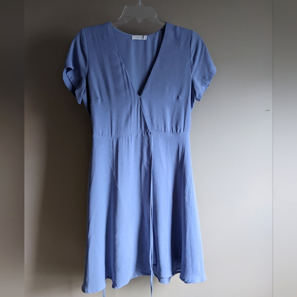 Dusty blue wrap dress